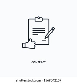 contract outline icon. Simple linear element illustration. Isolated line contract icon on white background. Thin stroke sign can be used for web, mobile and UI.