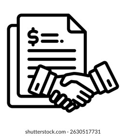 Icono de esquema de contrato. Diseño de icono de Vector simple en estilo de contorno. Formato de Vector editable