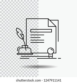 contract, paper, document, agreement, award Line Icon on Transparent Background. Black Icon Vector Illustration