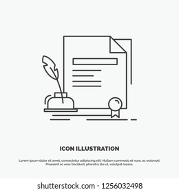 contract, paper, document, agreement, award Icon. Line vector gray symbol for UI and UX, website or mobile application