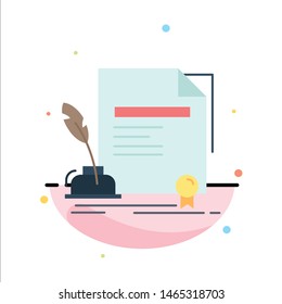 contract, paper, document, agreement, award Flat Color Icon Vector. Vector Icon Template background