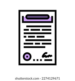 contract paper document color icon vector. contract paper document sign. isolated symbol illustration