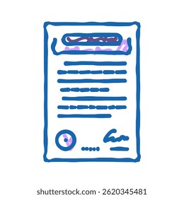 contract paper document doodle icon sketch vector. contract paper document sign. isolated symbol illustration