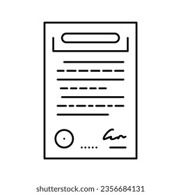 contract paper document line icon vector. contract paper document sign. isolated contour symbol black illustration