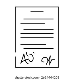 contract paper document line icon vector. contract paper document sign. isolated contour symbol black illustration
