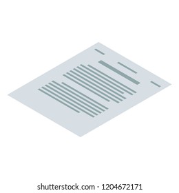 Contract paper icon. Isometric of contract paper vector icon for web design isolated on white background