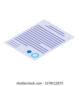 Contract paper icon. Isometric of contract paper vector icon for web design isolated on white background