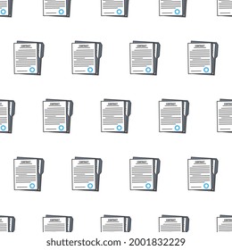 Contract Paper Seamless Pattern On A White Background. Document Theme Vector Illustration
