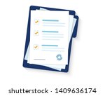 Contract papers. Document. Folder with stamp and text. Stack of agreements document with signature and approval stamp. 