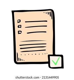 Contract papers sketch icon. Document agreement hand drawn element. Business vector illustration