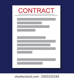 Contract papers vector icon. Folder with stamp and text. Stack of agreements document icon for web. 