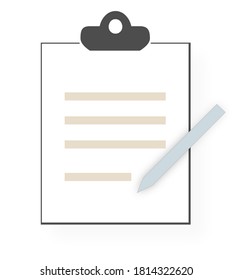 Contract and a pen. Light blue, beige and dark grey. Vector icon. Pixel perfect.