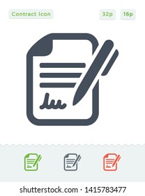 Contract & Pen - Sticker Icons. A professional, pixel aligned icon.