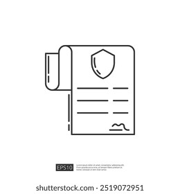 Contract Protection , A document with a shield symbol, Vector Icon