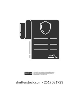 Contract Protection , A document with a shield symbol, Vector Icon