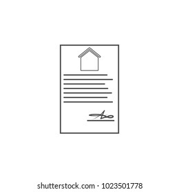 contract for the purchase of an apartment icon. Element for mobile concept and web apps. Thin line  icon for website design and development, app development. Premium icon on white background