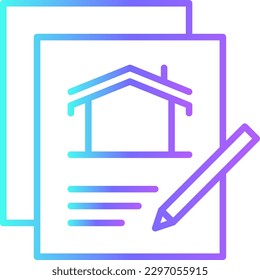 Contract Real Estate icon with blue duotone style. agreement, document, paper, signature, legal, form, letter. Vector illustration