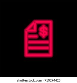Contract red glowing neon ui ux icon. Glowing sign logo vector