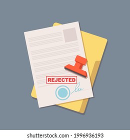 Contract rejected. Office document. Vector illustration isolated on  white