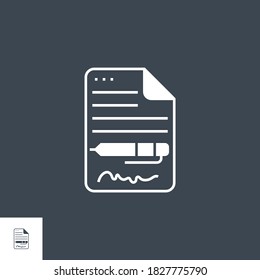Contract related vector glyph icon. Isolated on black background. Vector illustration.