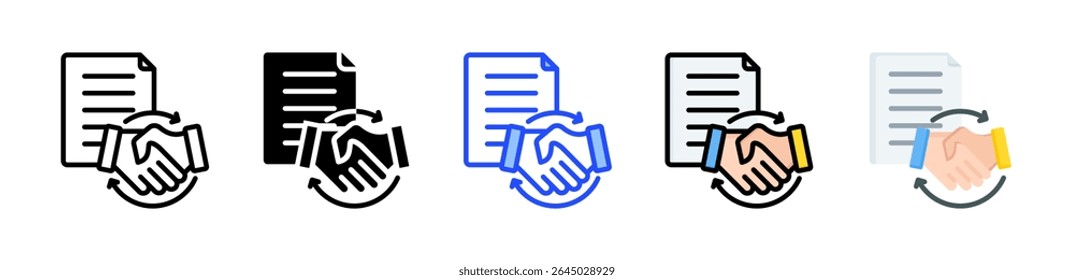 Contract Renewal Icon Collection With Multiple Styles
