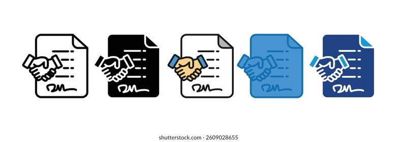 Contract Renewal Icon Set Multiple Style Collection