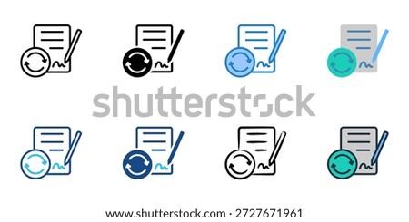 Contract Renewal icons set multiple style collection. Editable stroke 
