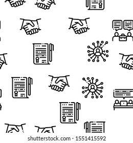 Contract Seamless Pattern Vector Thin Line. Illustrations