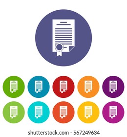 Contract set icons in different colors isolated on white background