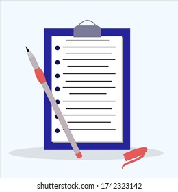 The contract, the contract. Sheet template with pen