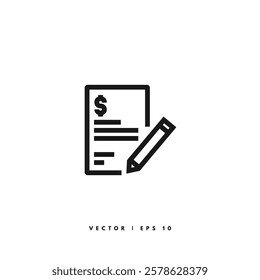Contract Sign Icon. Editable Stroke