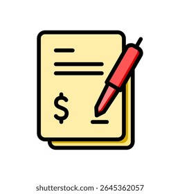 Contract Sign Icon Finance Vector Colorful Design Style