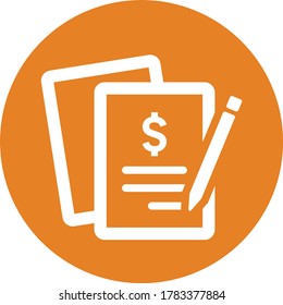 Contract sign icon / orange color