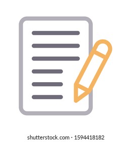 contract sign vector color line icon 