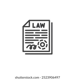 Contract Signature line icon. linear style sign for mobile concept and web design. Law document with seal outline vector icon. Legal signing symbol, logo illustration. Vector graphics
