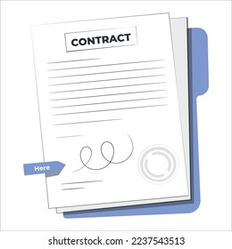 Contract signing. Contract agreement memorandum of understanding legal document stamp seal, concept for web banners, websites, infographics. Contract icon agreement pen.