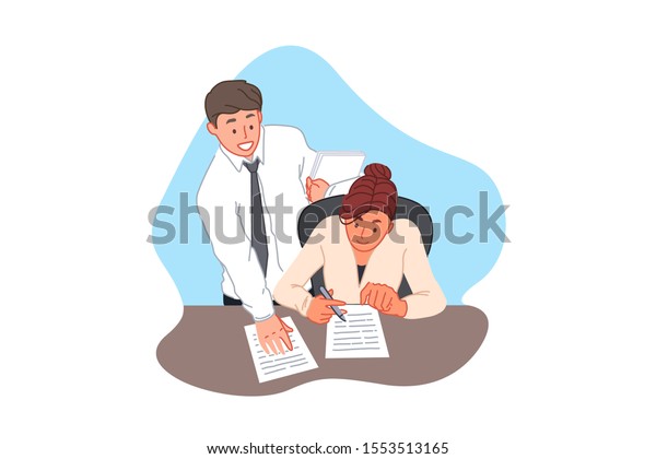 Contract Signing Agreement Office Paperwork Business Stock Vector ...