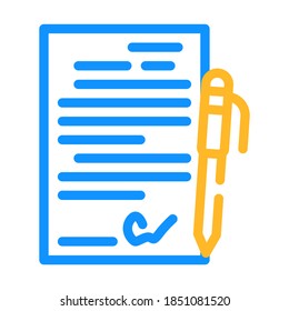 vector de icono de color de firma de contrato. signo de firma de contrato. ilustración de símbolo aislado
