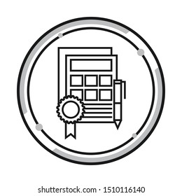 Contract signing, document and pencil line icon