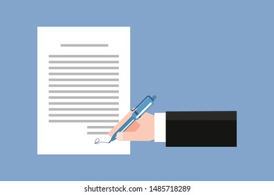 Contract signing in documents, trade agreements.