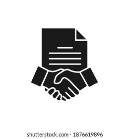 Contract signing icon flat style. Agreement symbol concept isolated on white background. Vector illustration