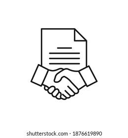 Contract signing icon line style. Agreement symbol concept isolated on white background. Vector illustration