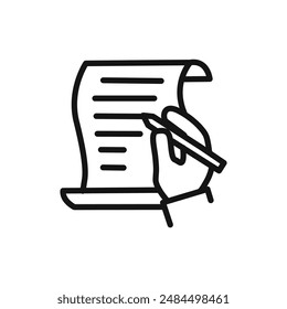 Contract signing icon linear vector graphics sign