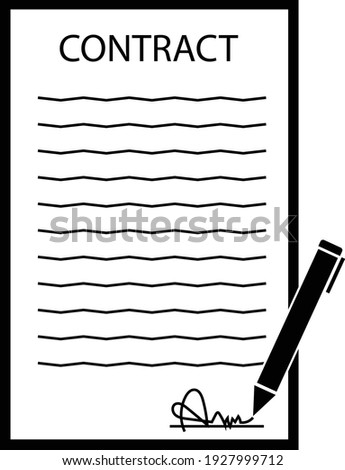contract signing icon on white background. agreement and signature symbol. convention symbol. flat style.