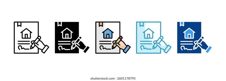 Contract Signing Icon Set Multiple Style Collection