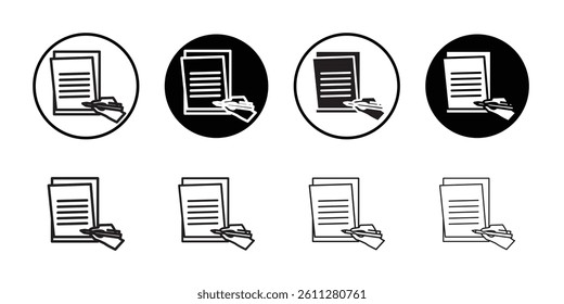 Contract signing icon Thin line art collection