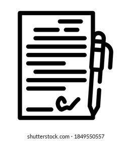 vector de icono de línea de firma de contrato. signo de firma de contrato. símbolo de contorno aislado ilustración negra