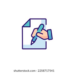 Contract signing linear RGB color icon. Thin line customizable illustration. Contour symbol. Vector isolated outline drawing. Editable stroke