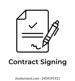 Contract signing vector design, ready for premium use icon