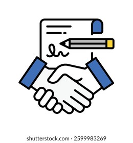 Contract Signing vector filled outline EPS 10 file